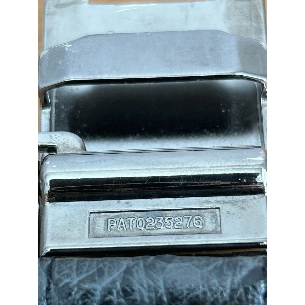 RONZ Black Leather Belt With Silver Automatic Buckle 40in‎ Luxury And Quality